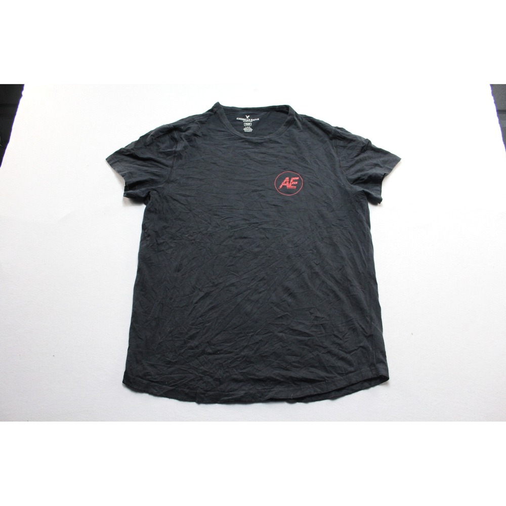 American Eagle T-Shirt Mens Large Black Excellent Flex Short Sleeve Logo Tee